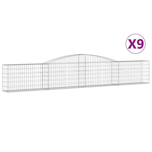 Cestas De Gaviones 9 Uds Forma De Arco Hierro 400x30x60/80 Cm_0