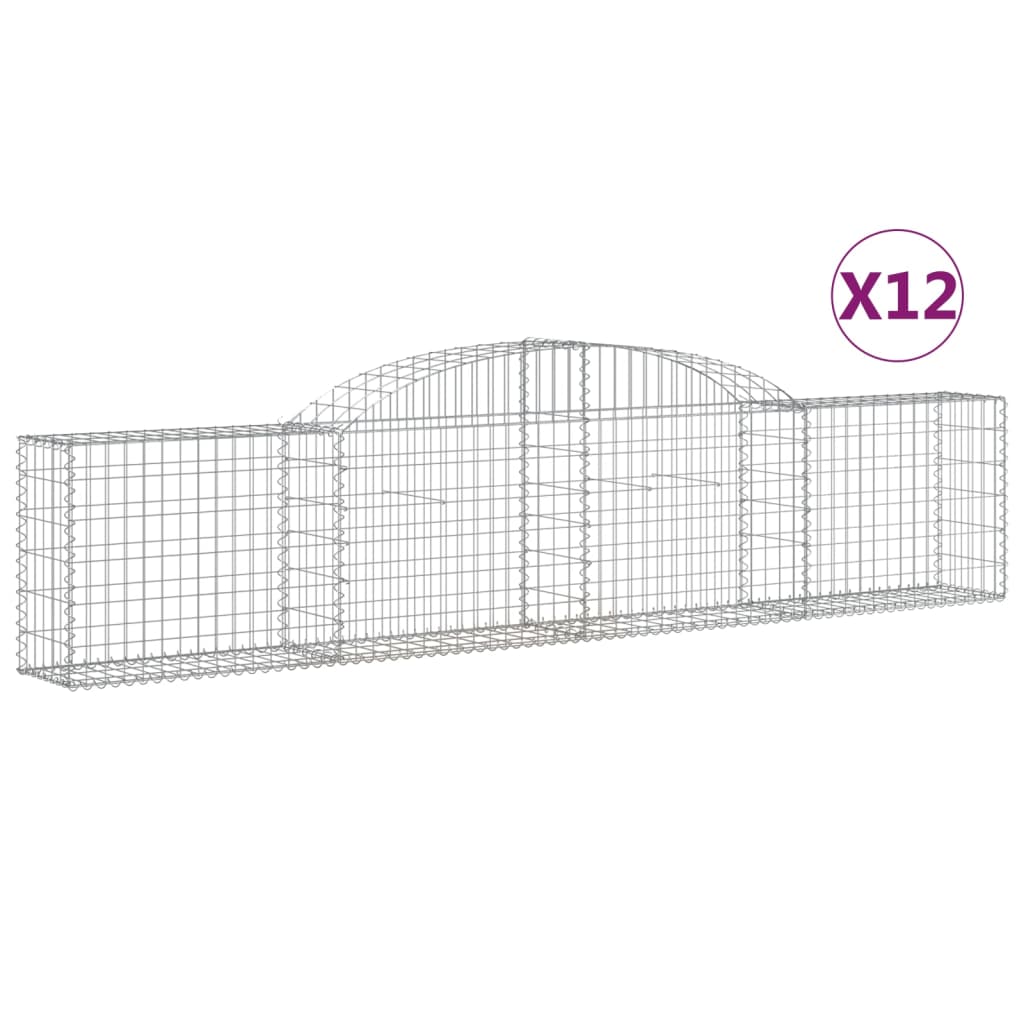 Cestas De Gaviones 12 Uds Forma De Arco Hierro 300x30x60/80 Cm_0