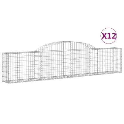 Cestas De Gaviones 12 Uds Forma De Arco Hierro 300x30x60/80 Cm_0