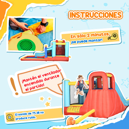 Castillo Inflable Homcom Tela Oxford, Poliéster Multicolor 435x245x200 Cm_5