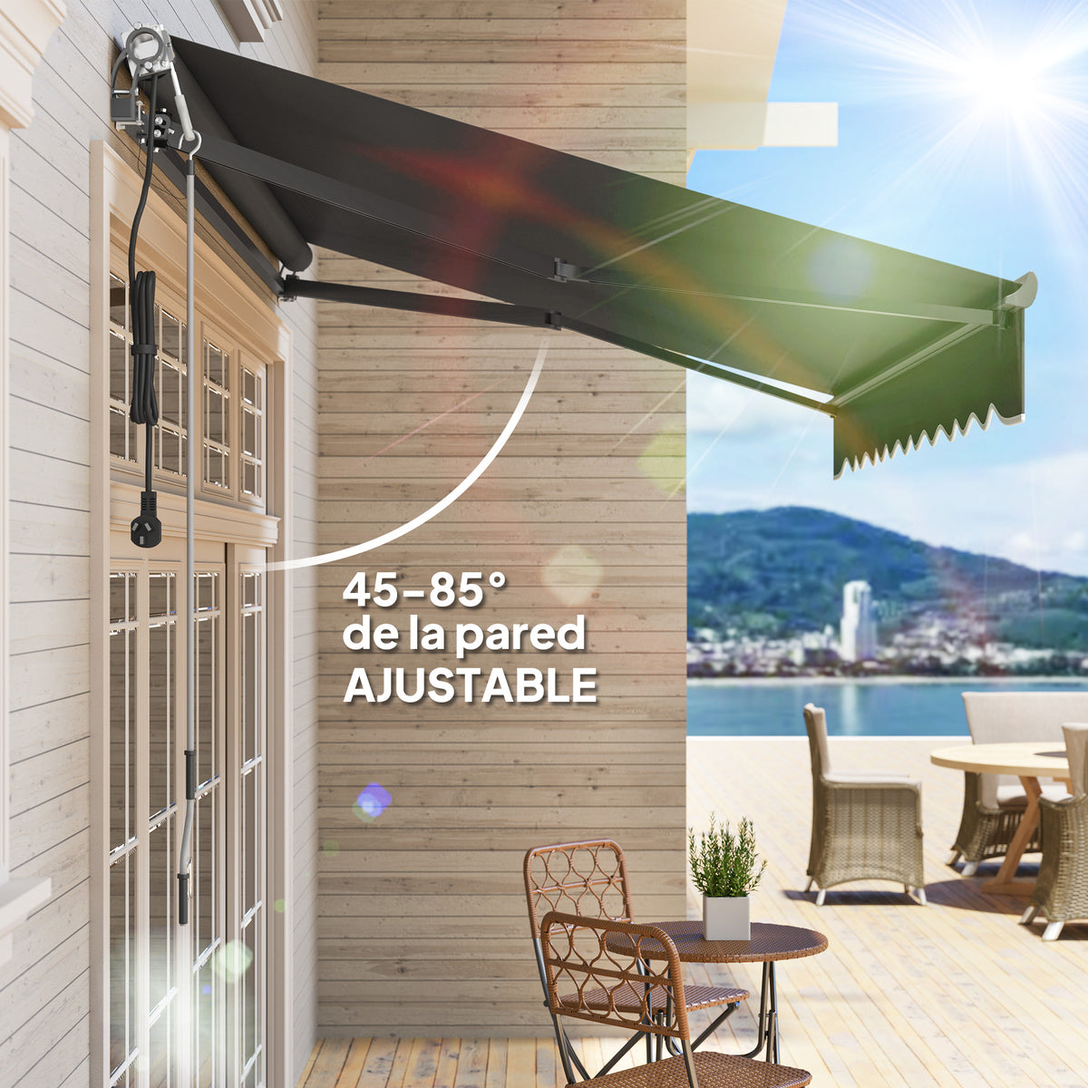 Toldo Eléctrico Retráctil Outsunny Aluminio, Poliéster Gris Oscuro 296x250x150 Cm_5