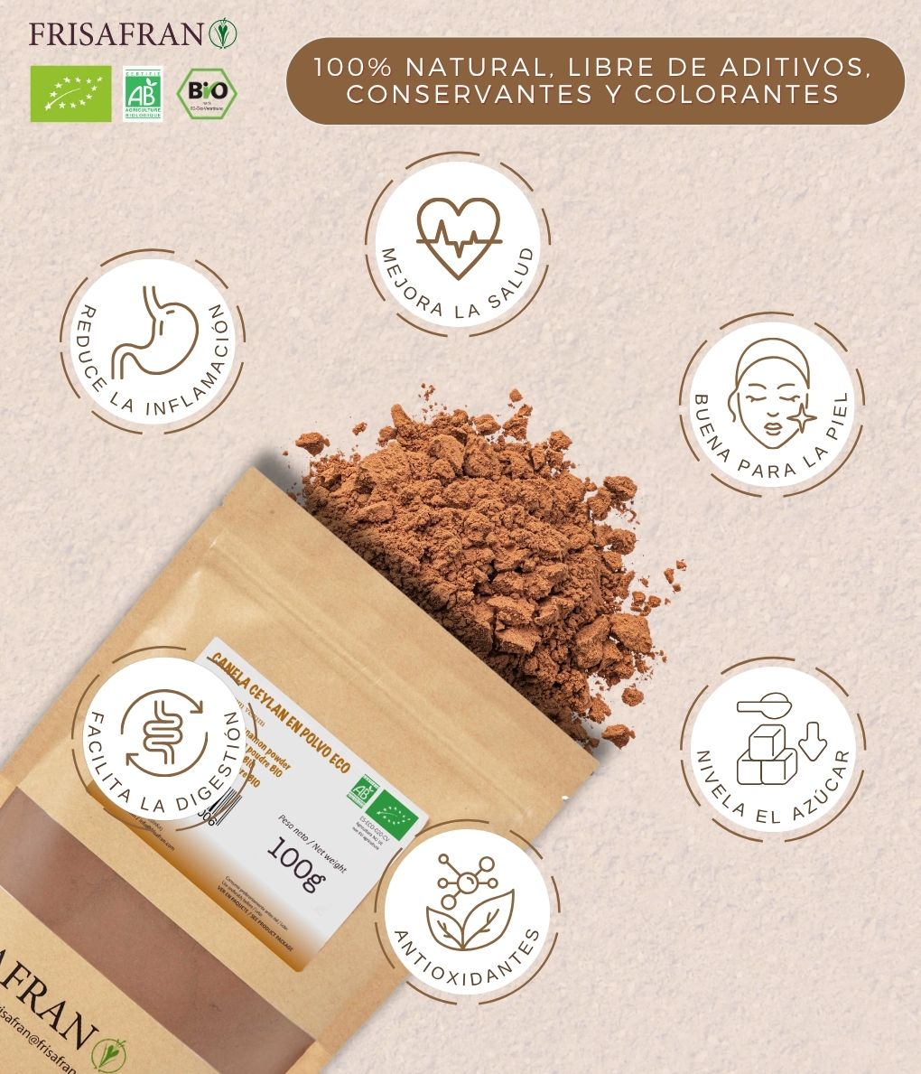 Canela Ceylan En Polvo Ecológica | Calidad | Frisafran 200 G_1