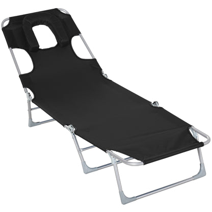 Tumbona Plegable Reclinable De Jardín Outsunny 182x56x24,5 Cm Negro_0