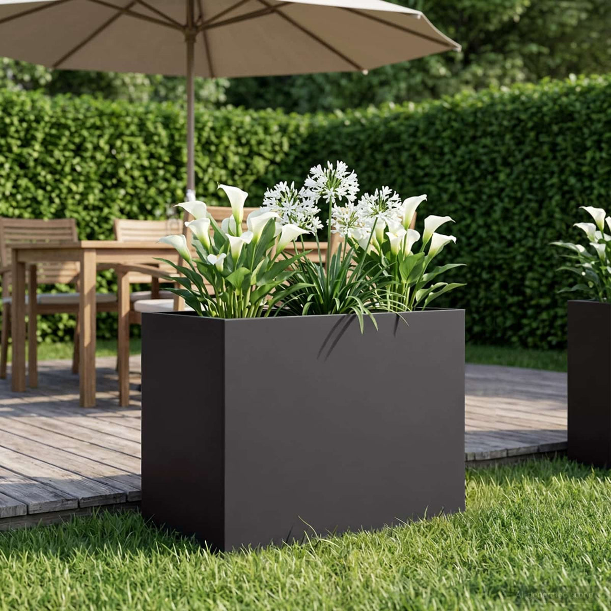 Macetero De Jardín Negro 50 X 40 X 50 Cm Acero Laminado En Frío_1