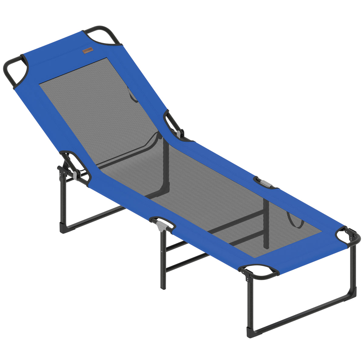 Tumbona Outsunny Acero, Textilene Azul 175x58x68 Cm_3