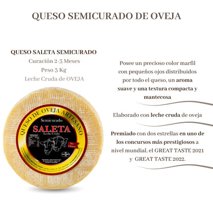 Queso Semicurado Entero De Oveja (3 Kg) | Elaboración Artesana Quesos De La Mancha_1