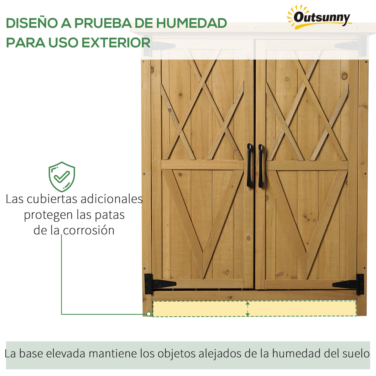 Caseta Jardín De Madera Para Herramientas Outsunny 75x40x90 Cm Natural_5