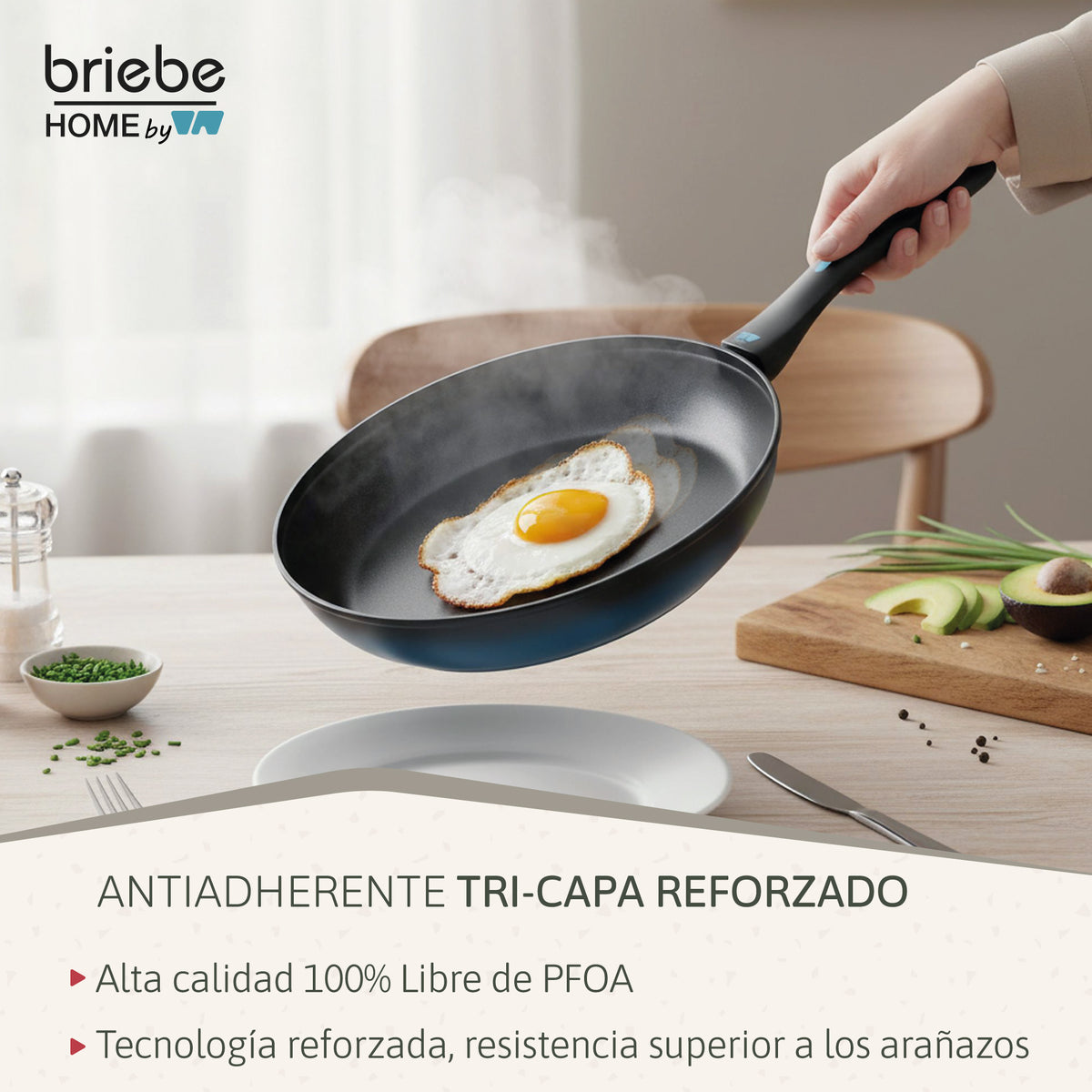 Briebe Sartén Inducción Acero Forjado 24 Cm Antiadherente Sin Pfoa, Todas Cocinas, Fabricada En España, Mare, Azul_3