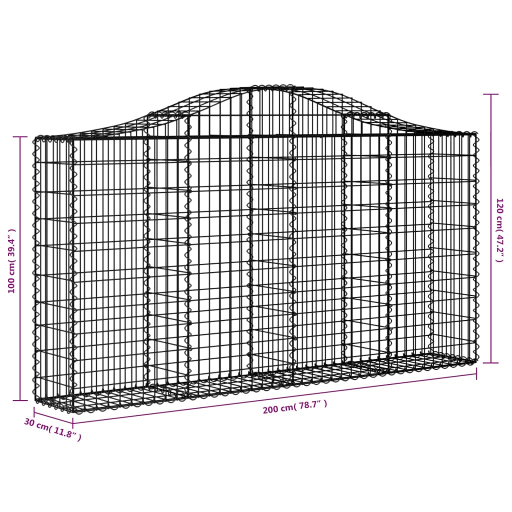 Cestas De Gaviones 11 Uds Forma Arco Hierro 200x30x100/120 Cm_5