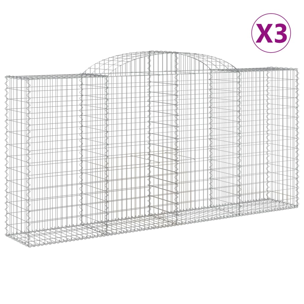 Cestas De Gaviones 3 Uds Forma De Arco Hierro 300x50x140/160 Cm_0