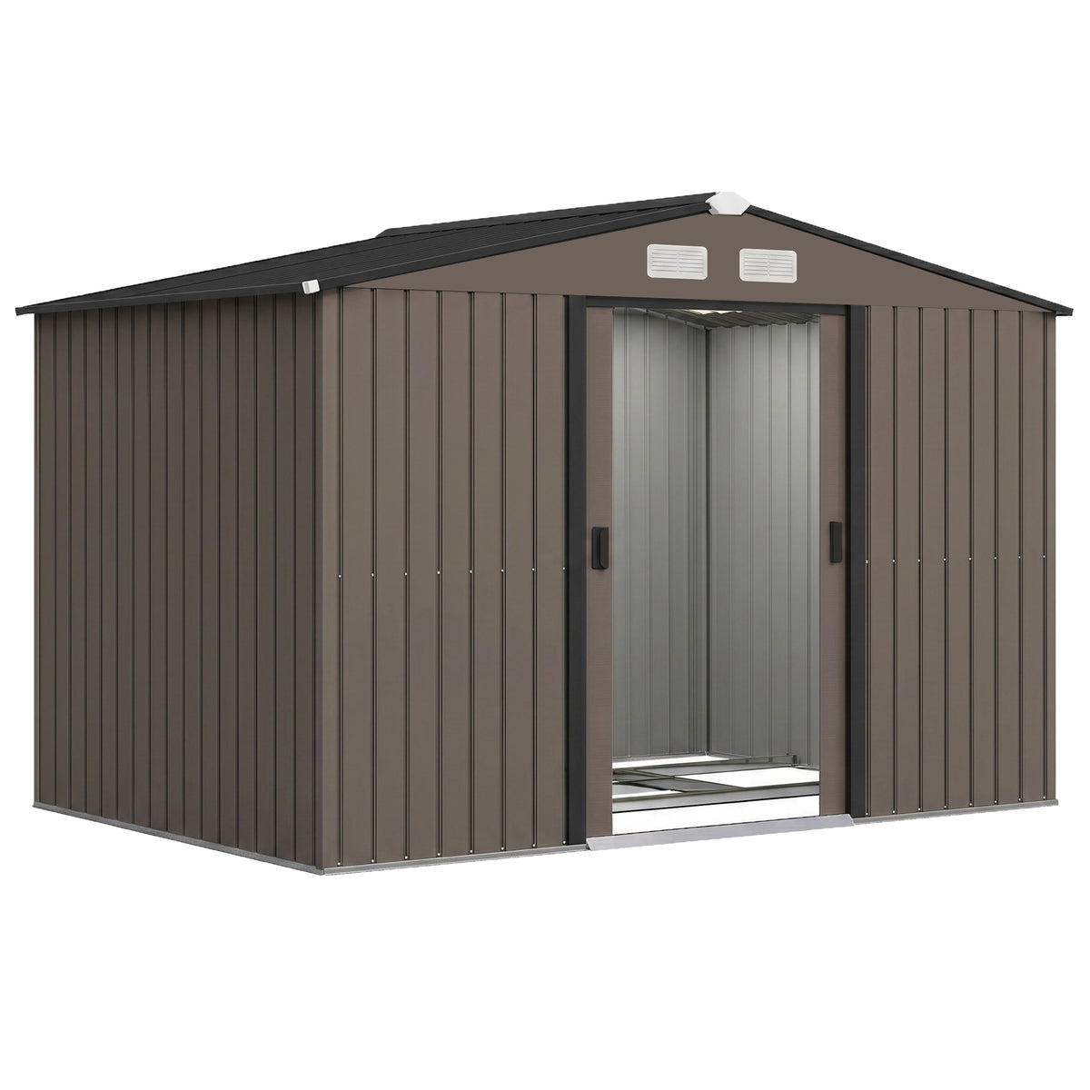Cobertizo De Jardín Outsunny Acero Galvanizado Marrón 277x195x192 Cm 845-031v00bn_0