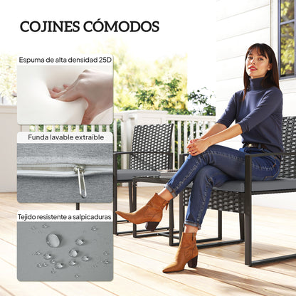 Conjunto De Jardín Outsunny Acero, Pe Gris Claro 58x55x76 Cm_5