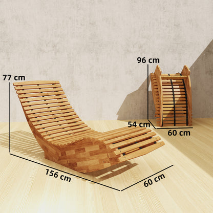 Silla Mecedora Outsunny Madera De Acacia Madera Natural 60x156x77 Cm_2
