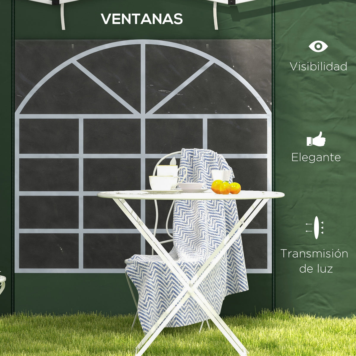 Paredes Para Carpa Outsunny Tela Oxford Verde 295x195 Cm_5