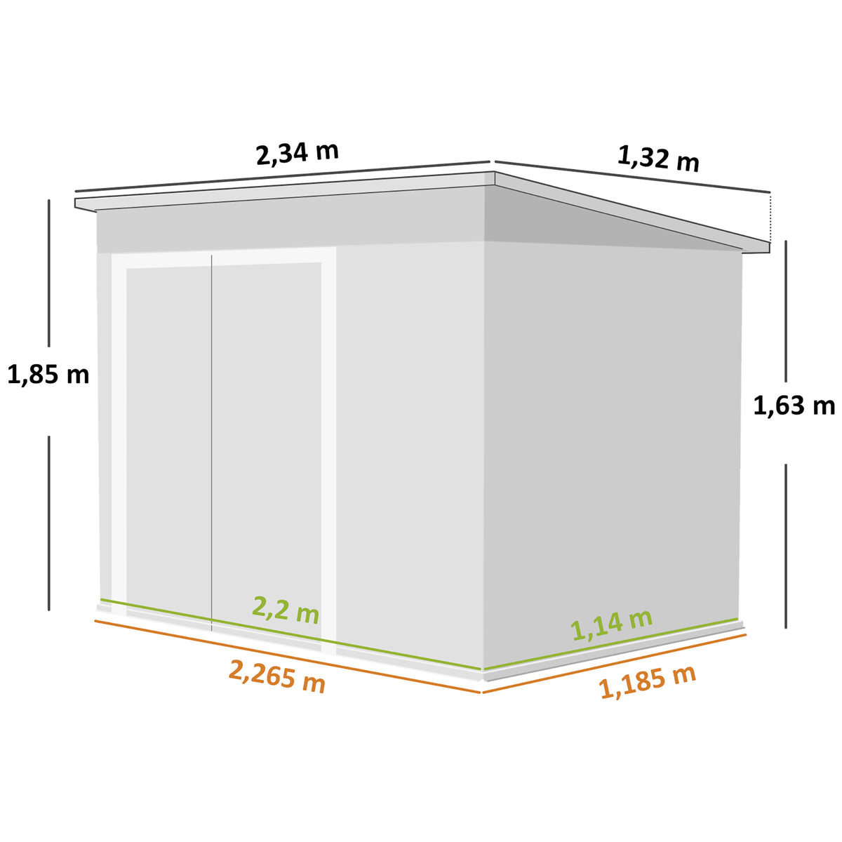 Caseta De Jardín Outsunny Acero Galvanizado Gris Oscuro 234x132x185 Cm_2