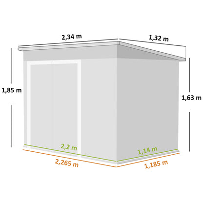 Caseta De Jardín Outsunny Acero Galvanizado Gris Oscuro 234x132x185 Cm_2