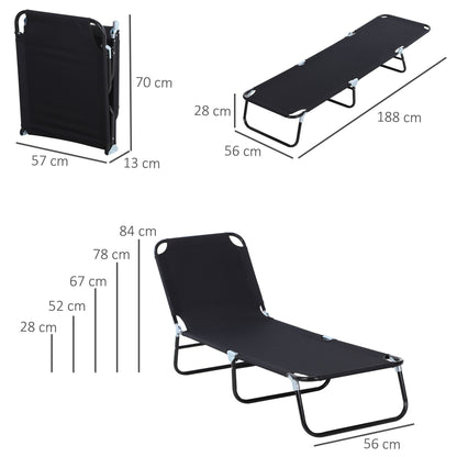 Tumbona Reclinable Plegable Para Exterior Outsunny 190x56x28 Cm Negro_2