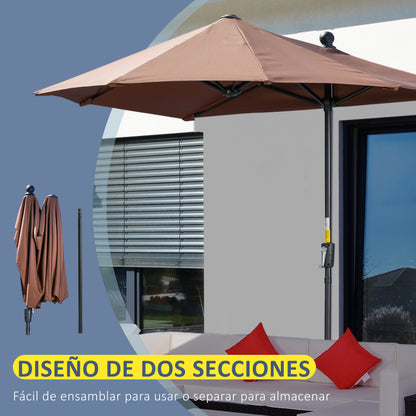 Sombrilla De Jardín Outsunny Acero, Poliéster Café 190x200x240 Cm_5