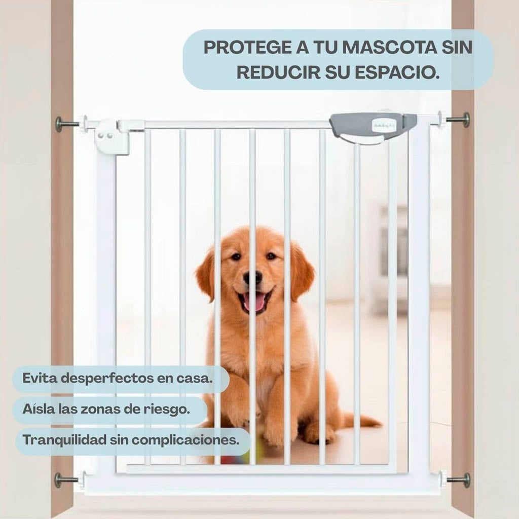 Valla De Seguridad Infantil Y Para Mascotas, Ancho Ajustable De 75 A 84 Cm, Blanco Jowy_5
