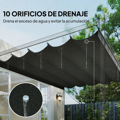 Cubierta Para Pérgola Outsunny Tela Poliéster Gris Oscuro 250x255x6 Cm_5