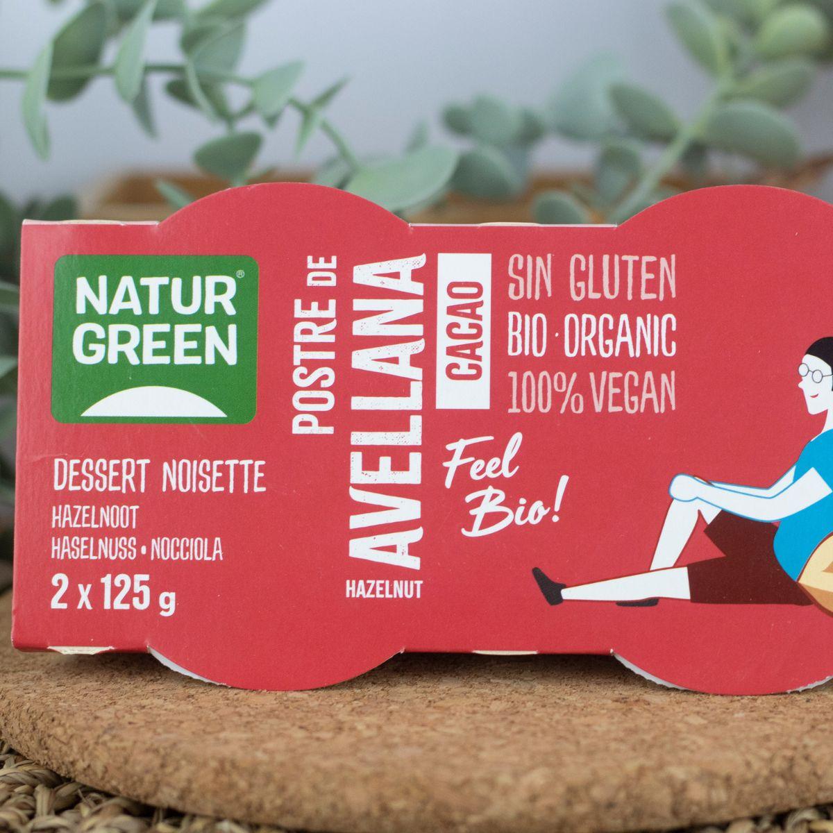 Postre de Avellanas Cacao NaturGreen, 2 X 125 g