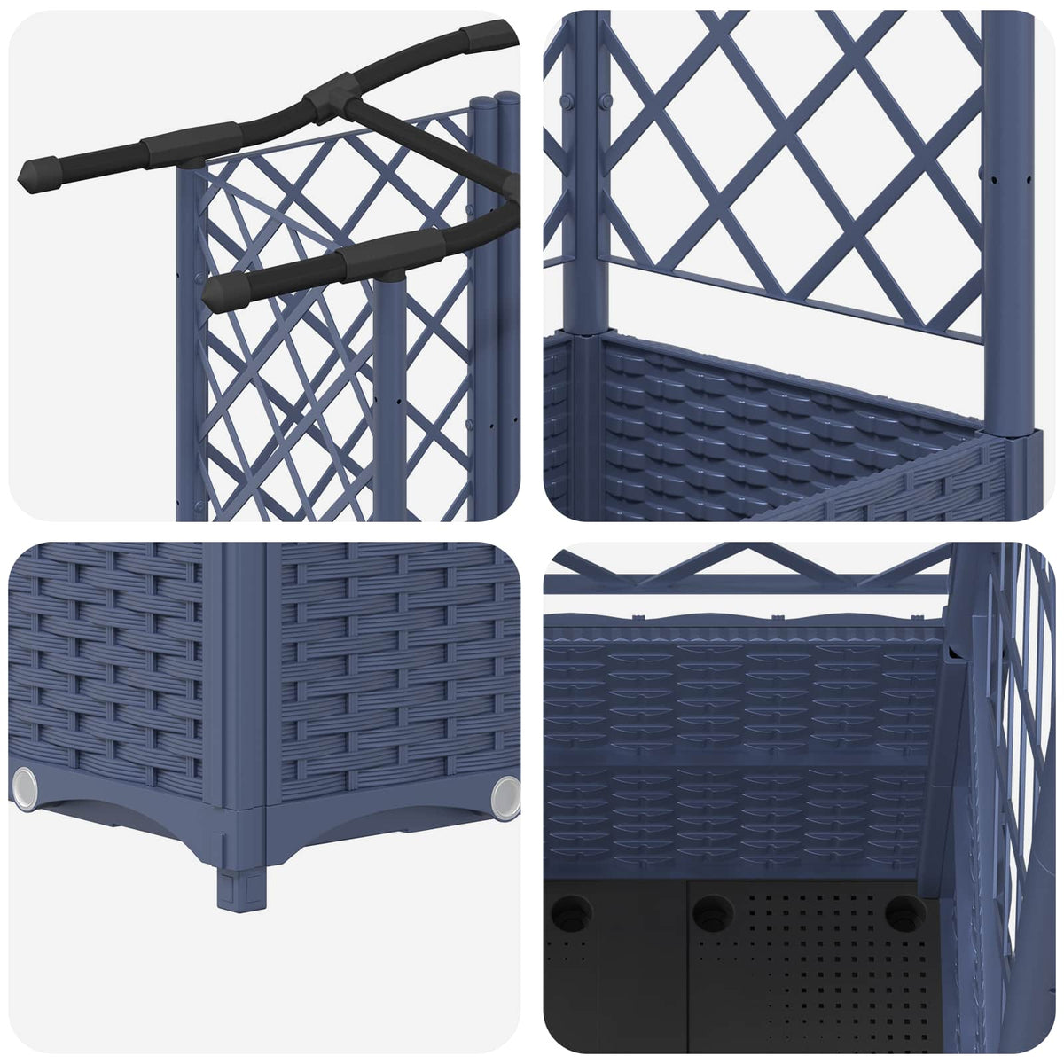 Cama Elevada Con Trellis Y Techo Gris 163 X 40 X 138 Cm Pp_5