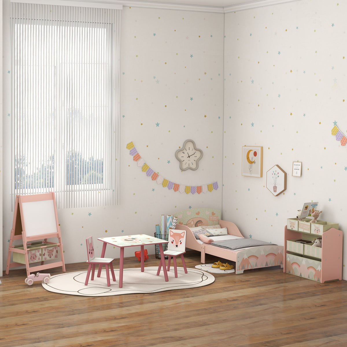 Caballete Para Niños Aiyaplay Mdf, Madera De Pino Rosa 54x46.5x93 Cm_4
