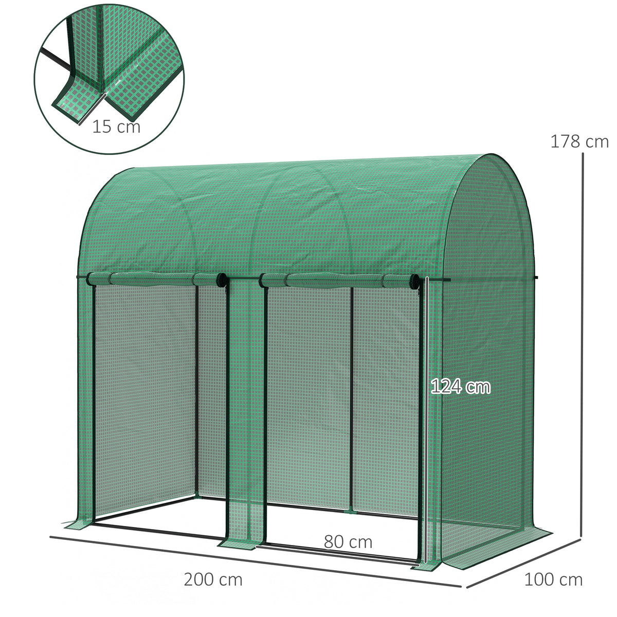 Invernadero De Jardín Outsunny Pe, Acero Verde 200x100x178 Cm 84h-064v00gn_2