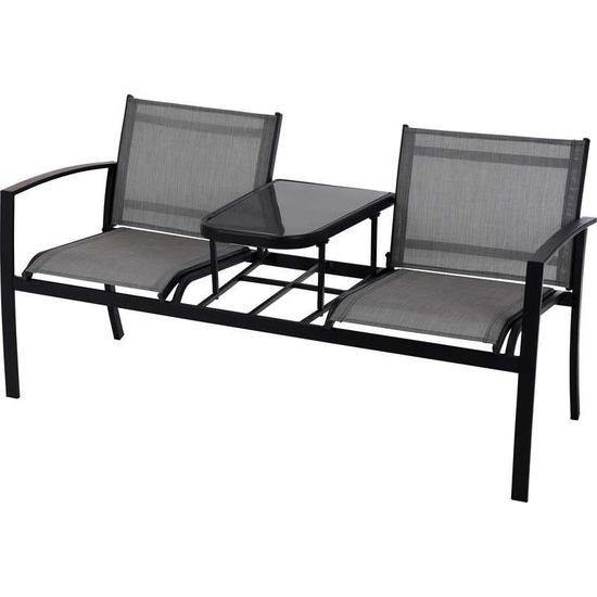 Banco de jardín 2 plazas con mesa anexada