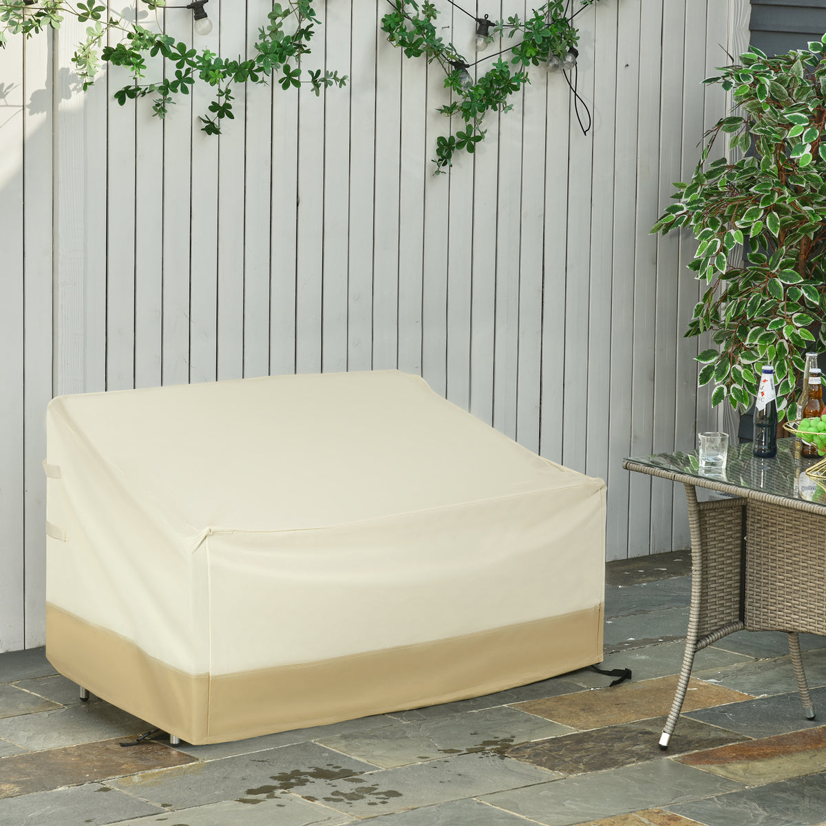 Funda Protectora Para Banco Outsunny Beige Y Café 152x87x79 Cm_1