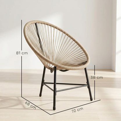 Conjunto Sillas Ratán Outsunny Ratán Pe, Acero Madera Natural 72x68x81 Cm_2
