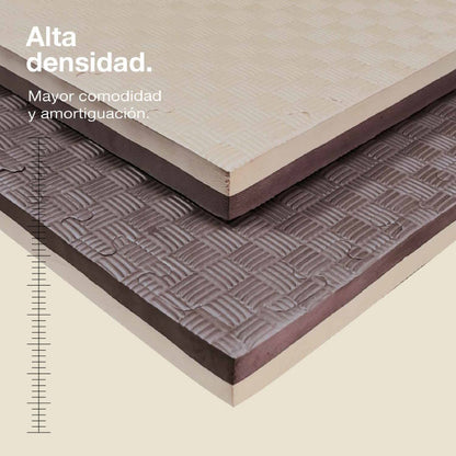 Tatami Puzzle 4cm 100x100cm, Pack 4 Unidades – Superficie 5 Líneas Marrón/beige Jowy_1