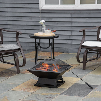 Brasero Exterior Outsunny Acero Negro 45x45x34 Cm_1