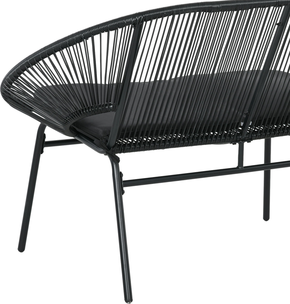 Silla De Ratán Outsunny Acero, Pe Negro 132x72x83 Cm_4