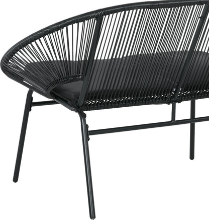 Silla De Ratán Outsunny Acero, Pe Negro 132x72x83 Cm_4
