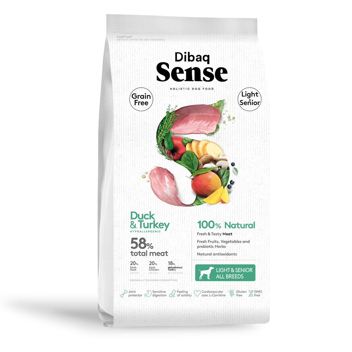 Dibaq Sense Grain Free Pato Y Pavo Light Or Senior 2 Kg_0