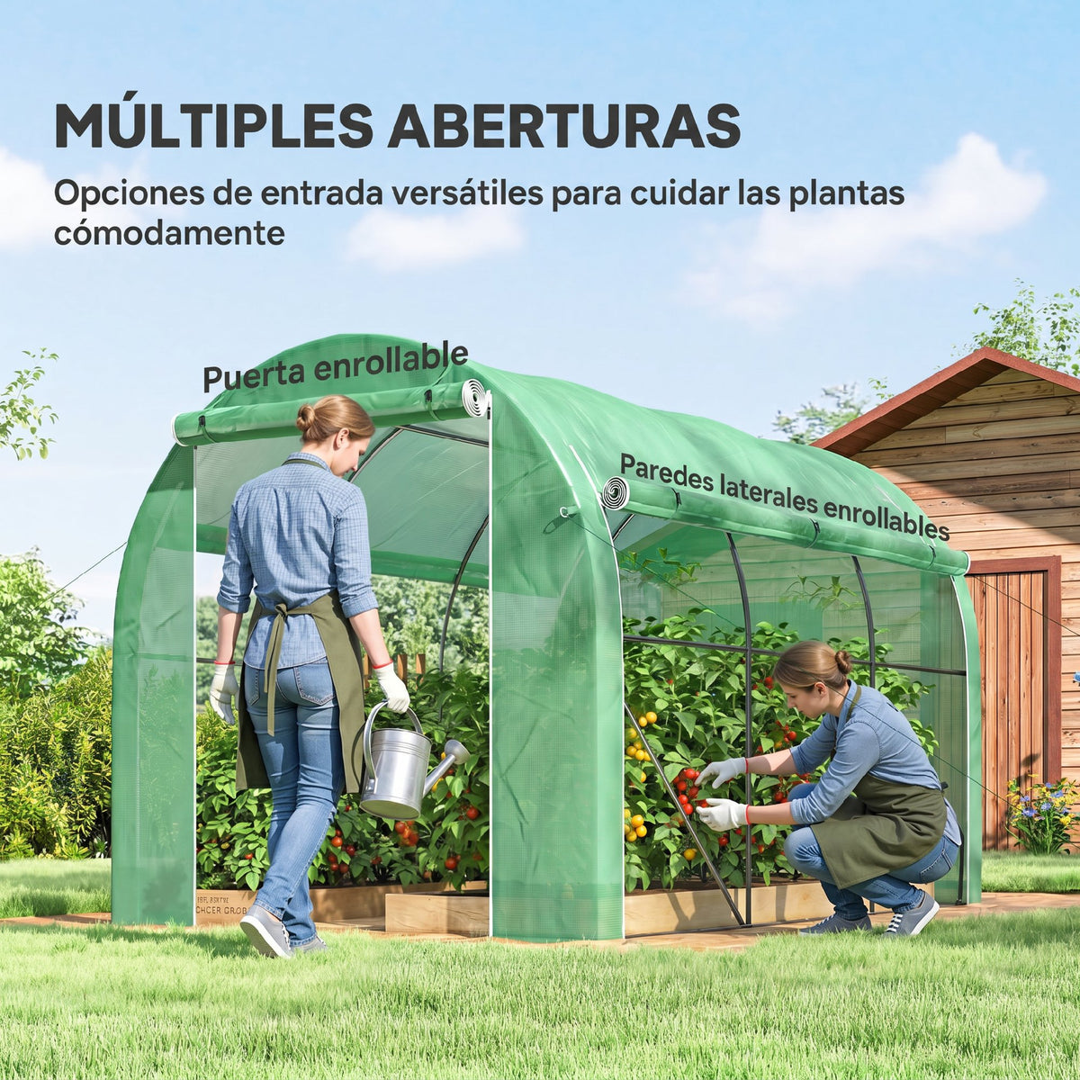 Invernadero De Túnel Outsunny Acero Galvanizado, Pe Verde 296x196x200 Cm 84h-009v01gn_4
