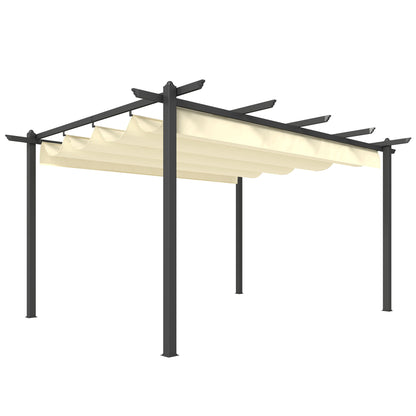 Pérgola Outsunny Aluminio, Poliéster Crema 396x296x220 Cm_0