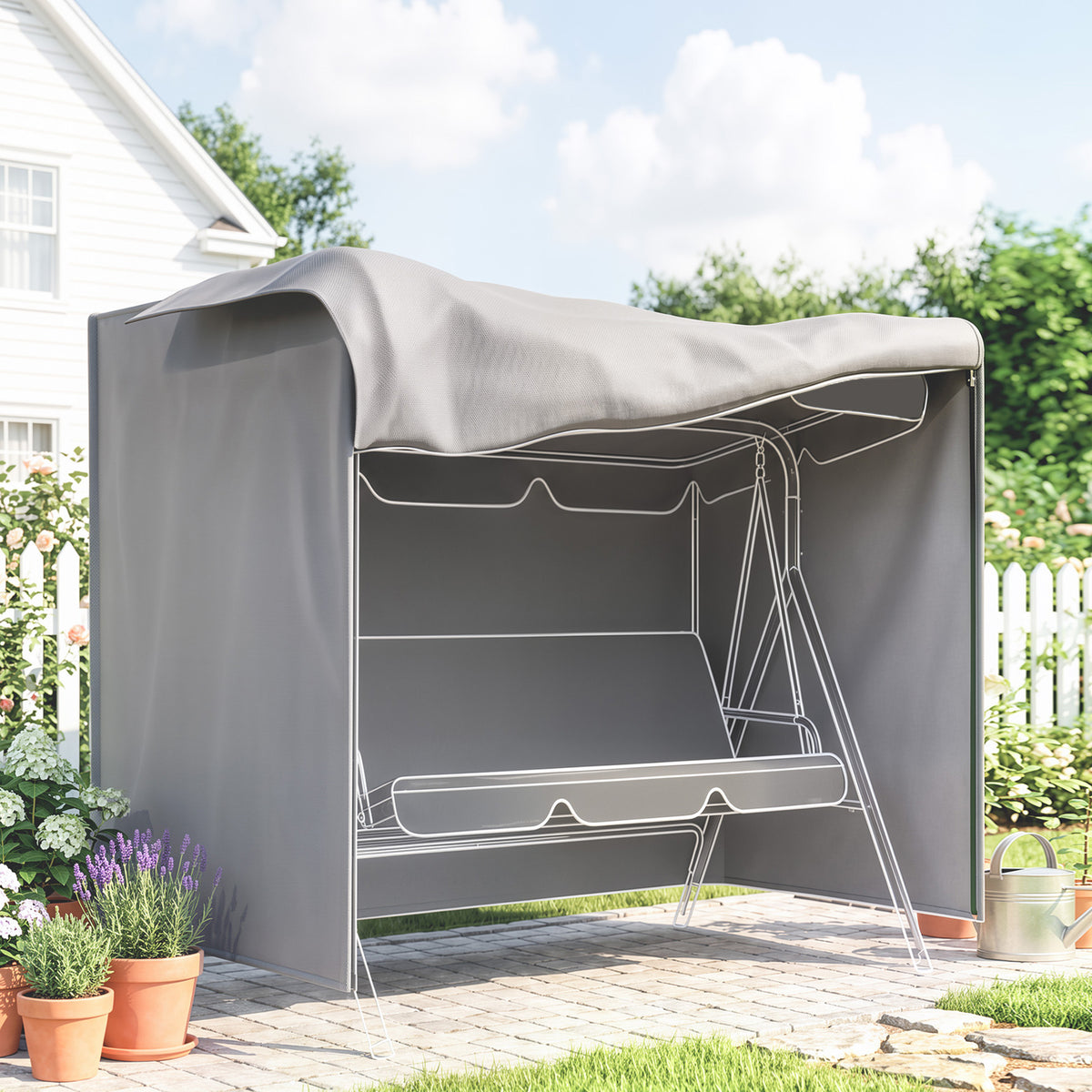 Funda Para Columpio Outsunny Tela Oxford Gris 177x114x152 Cm_1