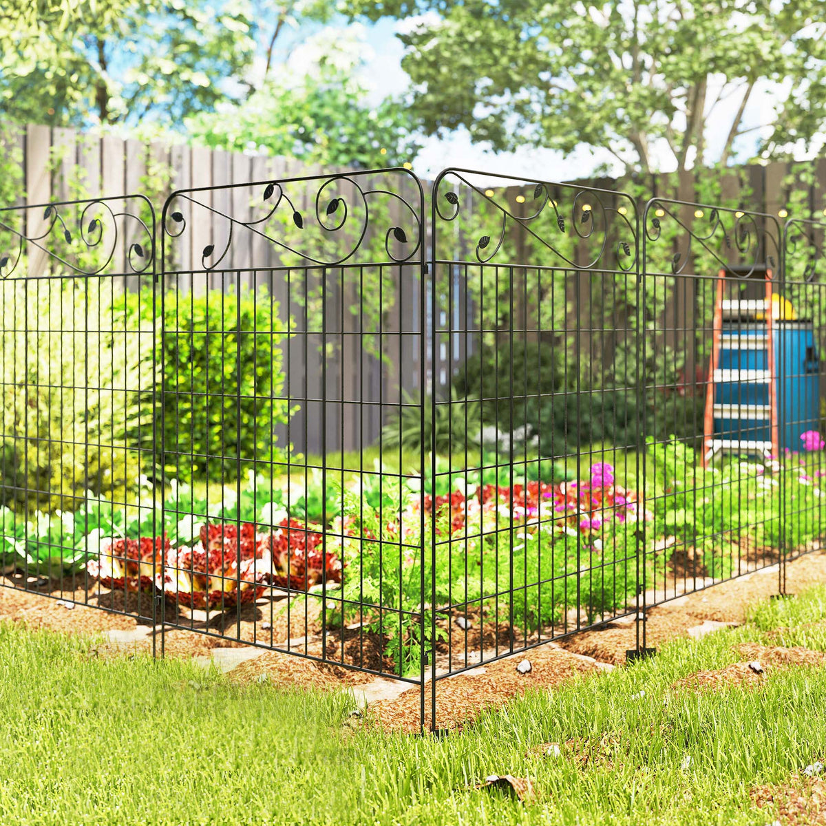 Vallas De Jardín Outsunny Metal Negro 352x0.8x110 Cm_3