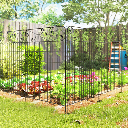 Vallas De Jardín Outsunny Metal Negro 352x0.8x110 Cm_3