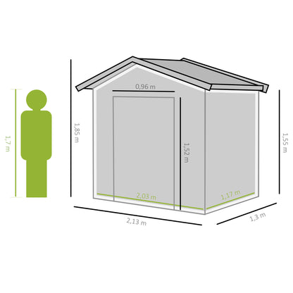 Caseta De Jardín Con 2 Puertas Correderas Outsunny Verde 213x130x185cm_2