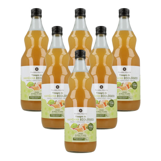 Pack 6 x Vinagre de manzana ECO crudo sin filtrar con la madre Planeta Huerto 1L