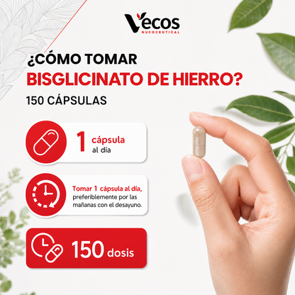 Vecos Hierro 40 Mg (bisglicinato) + Vitamina C 150 Cápsulas Vegetales | 1 Cápsula Al Día_1