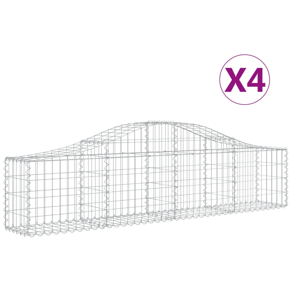 Cestas De Gaviones 4 Uds Forma De Arco Hierro 200x30x40/60 Cm_0