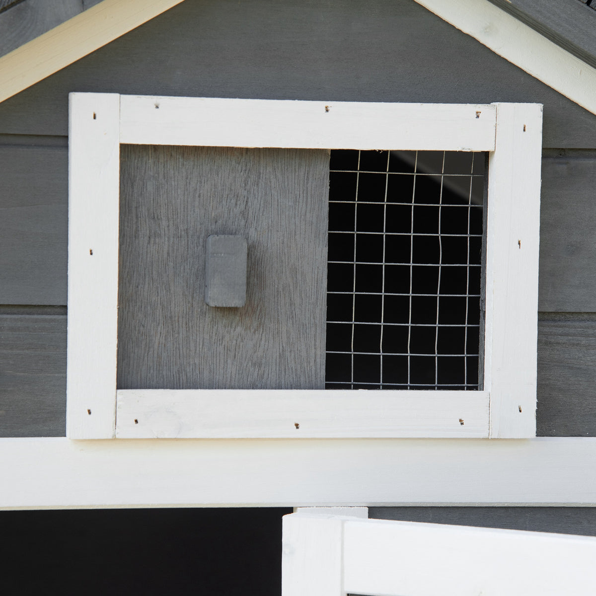 Gallinero De Madera Exterior Techo Abrible Pawhut 150,5x54x87 Cm Gris_3