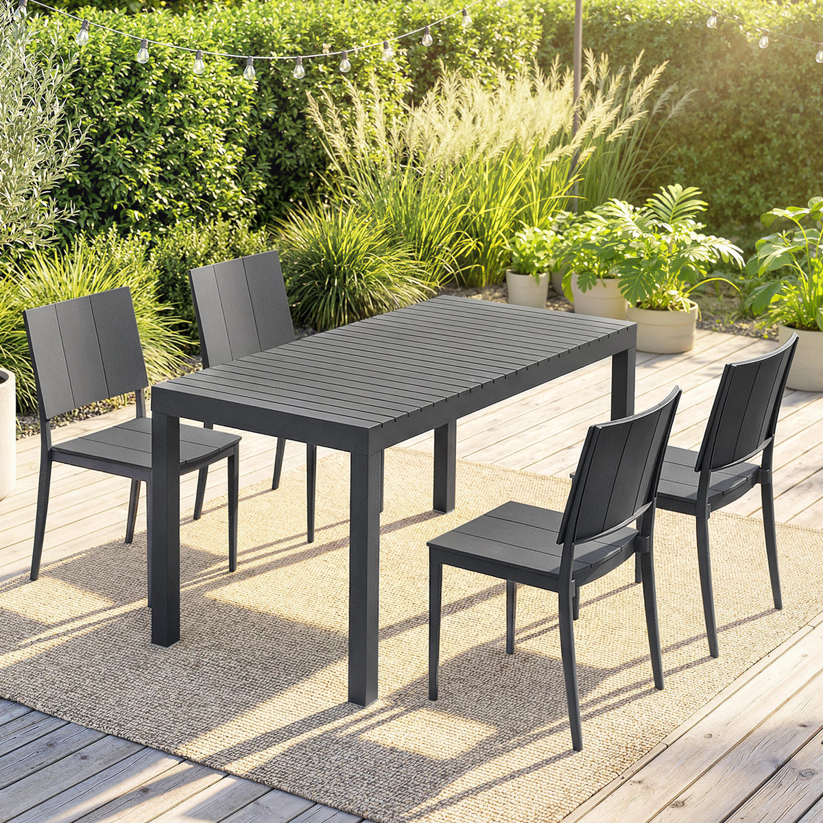 Conjunto De Jardín Outsunny Metal, Pp Gris Oscuro 141.5x70.5x74.5 Cm_1