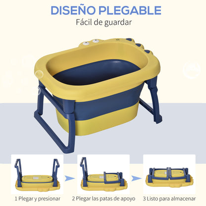 Bañera Para Bebé Homcom Pp, Tpe Amarillo Y Azul 75.3x55.4x43 Cm_5