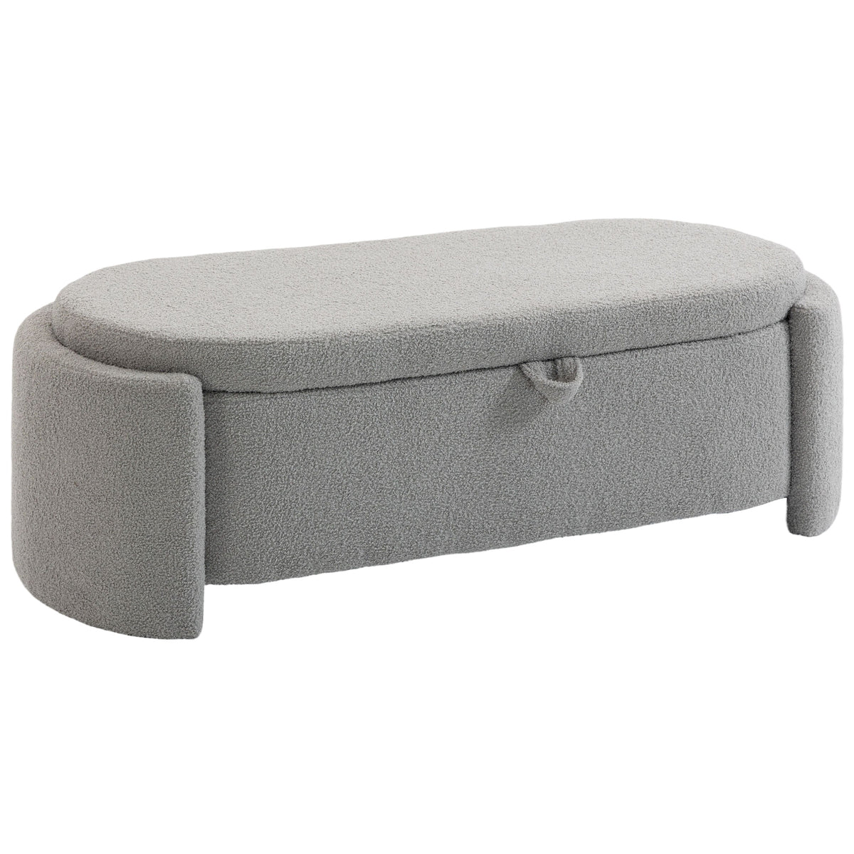 Banco De Almacenaje Homcom Terciopelo De Teddy Gris Claro 129x48.5x44 Cm_0