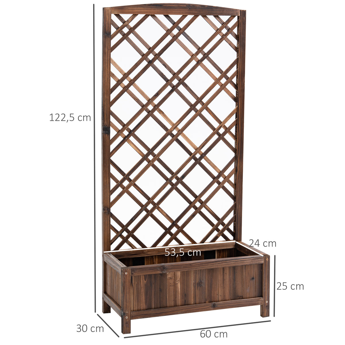 Jardinera Con Enrejado De Madera Outsunny 60x30x122,5 Cm Marrón_2